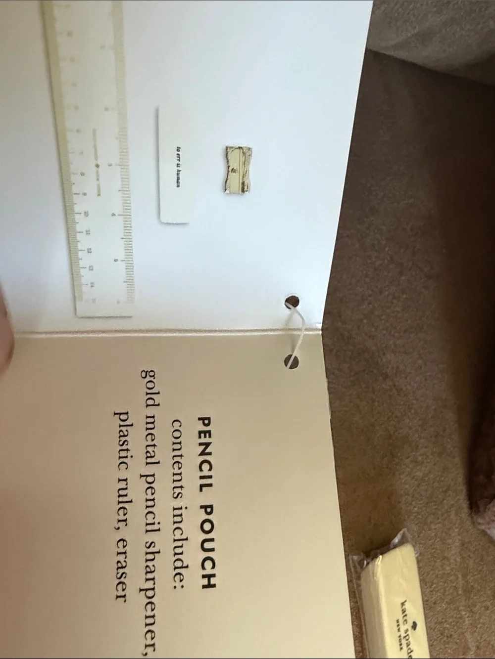 kate spade pencil Pouch inclds Ruler, Eraser, & Sharpener
